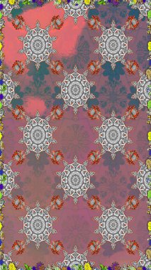 Yumuşak fayans. Klasik çiçek desenli. Yumuşak pamuk tasarımı. Sarma, tekstil ve duvar kâğıdı için kusursuz çiçek arkaplanı. Raster taze dokusu.