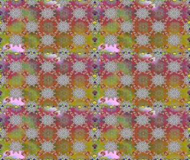 Renkli Yaz Temalı Kusursuz Arkaplan. Çiçekli kusursuz retro desen. Gri ve kahverengi renkli çiçekler. Düz Çiçek Elementleri Tasarımı.