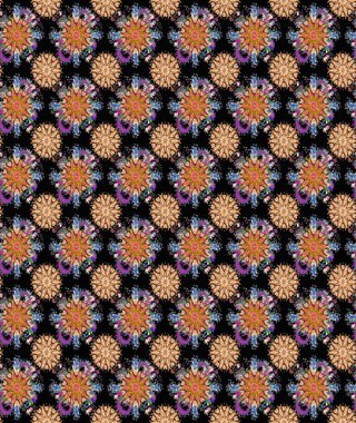 Birçok siyah ve kahverengi soyut çiçekli tropik, pürüzsüz bir desen. Küçük çiçekteki sevimli çiçek deseni. Varicoloblack ve kahverengi raster pürüzsüz çizim.