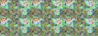 Raster Şirin kumaş deseni. Renkli Bahar Temalı Kusursuz Arkaplan. Kusursuz bir mahsul. Düz Çiçek Elementleri Tasarımı.
