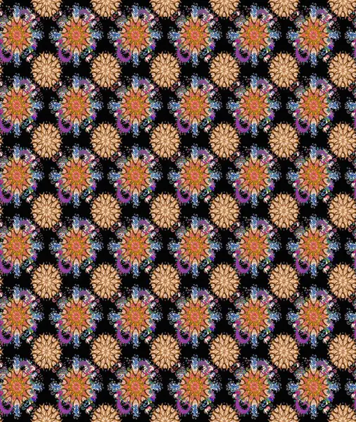 Birçok siyah ve kahverengi soyut çiçekli tropik, pürüzsüz bir desen. Küçük çiçekteki sevimli çiçek deseni. Varicoloblack ve kahverengi raster pürüzsüz çizim.