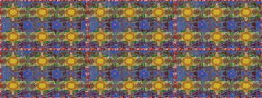 Yapraklı çiçekler ve kahverengi ve yeşil renklerde papatya çiçekleri. Kusursuz bir arka plan modeli. Raster - stok.