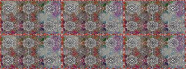 Gri ve kahverengi renkli çiçekler. Raster illüstrasyonunda kusursuz çiçek deseni.