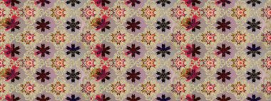 Bej renkli çiçekler. Hediye ambalaj kağıdı, tebrik kartları, posterler ve pankart tasarımı. Raster düz çiçek çizim deseni.