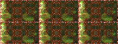 Çiçek. Kusursuz dekoratif arka plan, çiçek mandala. Raster illüstrasyonu. Kahverengi ve yeşil renklerde.