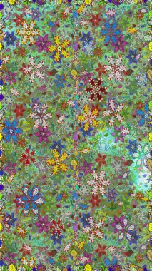 Yeşil ve nötr renklerde çiçeklerle kusursuz çiçek deseni. Çiçekler suluboya tarzında yeşil ve nötr renklerde.