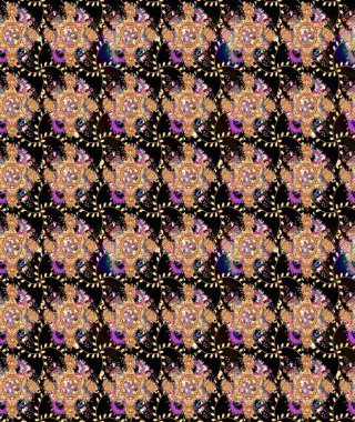 Düz Çiçek Elementleri Tasarım Raster illüstrasyonu. Siyah renkli çiçekler. Renkli Bahar temalı eskiz kalıbı. Çiçekli çiçek deseni, suluboya..