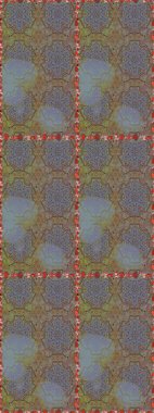 Raster Floral Illustration, Asyalı tekstil. Kahverengi ve nötr renklerde etnik çiçeklerle kusursuz bir desen..