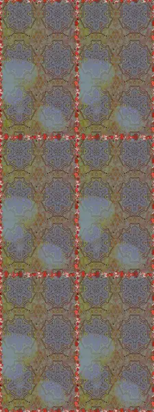 Raster Floral Illustration, Asyalı tekstil. Kahverengi ve nötr renklerde etnik çiçeklerle kusursuz bir desen..