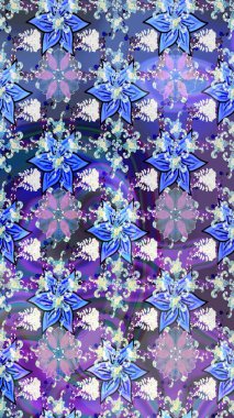 Çiçekli çiçek deseni, suluboya. Düz Çiçek Elementleri Tasarım Raster illüstrasyonu. Mavi renkli çiçekler. Renkli Bahar Teması Eskiz Şablonu.