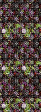 Düz Çiçek Elementleri Tasarımı. Siyah renkli çiçekler. Sevimli çiçek raster deseni. Renkli Bahar Teması çizim şablonu.