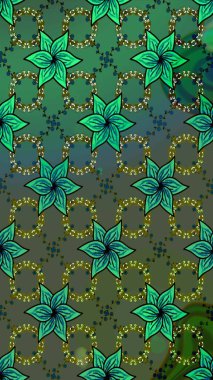 Vadinin yeşil renkli çiçekleri. Raster çiçek desenleri çiziyor..