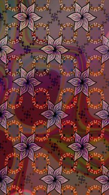 Millefleur 'lar. Tekstil, kumaş, kapaklar, duvar kağıtları, baskı, naylon, yapıştırma, örgü, dekupaj için çiçeksiz arkaplan. Oldukça eski bir besin torbası deseni. Küçük kahverengi, mor, çiçekler.