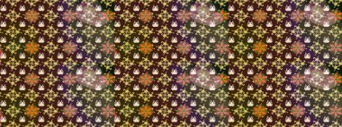 Raster Şirin kumaş deseni. Eskiz klasiği. Renkli Bahar Teması eskiz kalıbı. Düz Çiçek Elementleri Tasarımı.