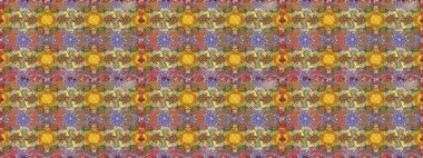 Çiçek arkaplan. Raster illüstrasyonu. Kahverengi ve sarı renkli şirin tekstil tarzında. Renkli, pürüzsüz desen. Çiçek duvar kağıdı.