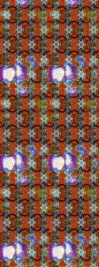 Asya tekstil tarzında. Raster illüstrasyonu. Çiçek desenli çizim. Renkli çiçekler. Raster illüstrasyonu.