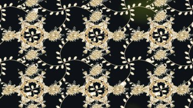 Parlak renkli çiçekleri ve gri renkli yaprakları olan harika bir çiçek deseni. Halk tarzı. Moda baskıları için zarif bir şablon. Modern çiçek arkaplanı.