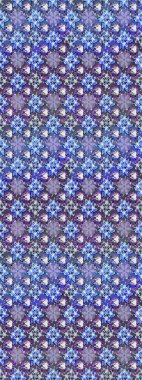 Dallı bahar çiçekleriyle desen, mavi renklerle çiçek siluetiyle desen. Raster deseni.