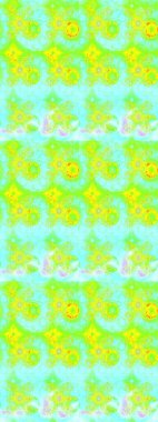 Raster illüstrasyonu. Çiçek süslemeli çizim deseni. Yeşil ve mavi renkte çiçekler.