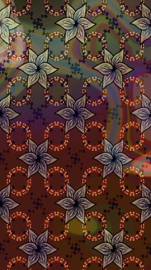 Raster illüstrasyonundaki çiçek desenli çizim. Kahverengi renkte çiçekler.