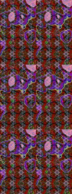 Raster illüstrasyonu. Çiçek ve yapraklı karalama şeklinde Raster çiçek deseni. Kibar, bahar çiçekleri kırmızı ve kahverengi renklerde.