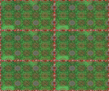 Renkli Bahar Temalı Kusursuz Arkaplan. Yeşil ve kahverengi renkli çiçekler. Sevimli çiçek raster deseni. Düz Çiçek Elementleri Tasarımı.