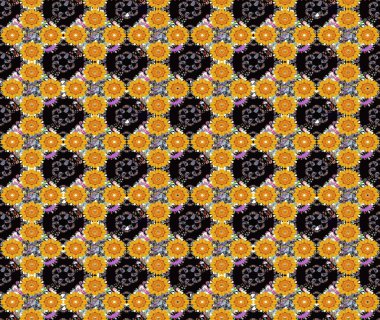 Modern stil dokusu. Çiçek desenli raster, sarı çizgi grafik desenli soyut raster arkaplan.