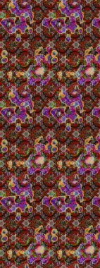 Renkli Bahar Teması eskiz kalıbı. Güzel kumaş deseni. Çiçek desenli çizim. Raster illüstrasyonu. Asya tekstil tarzında. Düz Çiçek Elementleri Tasarımı.