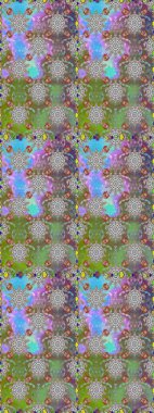 Gri ve yeşil renkli şirin çiçek desenleri. Renkli Bahar Temalı Kusursuz Arkaplan. Raster Modaya uygun kumaş deseni. Düz Çiçek Elementleri Tasarımı.