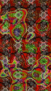 Kahverengi ve kırmızı renkte çiçekler. Tropik çiçekler. Gömlek çizimi Arkaplan Deseni.