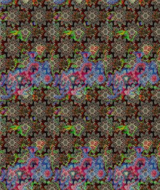 Chichi 'nin kumaş kalıbını çiz. Düz Çiçek Elementleri Tasarımı. Raster illüstrasyonu. Renkli Bahar Teması eskiz kalıbı. Çiçek deseni.