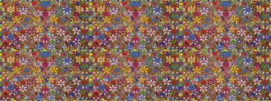 Kahverengi ve kırmızı renklerde güzel bir tekstil. Raster illüstrasyonu. Çiçeklerle suluboya desenleri.