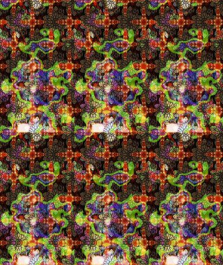 Çiçek desenli çizim. Asya tekstil tarzında. Düz Çiçek Elementleri Tasarımı. Raster illüstrasyonu. Kahverengi renkli çiçekler. Renkli Bahar Teması çizim şablonu.