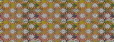 In asian textile style. Raster illustration. Raster illustration. Seamless flowers pattern. Flowers on brown and gray colors.