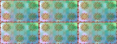 Raster illüstrasyonu. Çiçek süsü ile kusursuz desen. Mavi ve nötr renkte çiçekler.