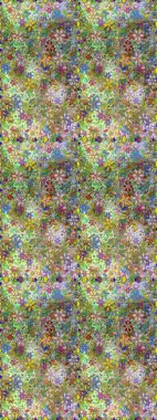 Raster dikişsiz çiçek deseni. Vadinin çiçekleri tarafsız ve yeşil renklerde.