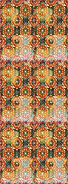 Altın rengi, kusursuz çizim. Senin tasarımın için, duvar kağıdı. Turuncu renklerde altın desenli altın çiçekli desenler. Raster geometrik arkaplanı.