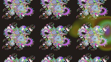 Raster Çiçek İllüstrasyonu güzel tekstil. Gri renkli etnik çiçeklerle zarif eskiz deseni.