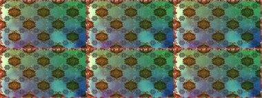 Çiçekli, pürüzsüz bir desen. Raster çiçekleri klasik tarzda çizilmiş. Yumuşak, bahar çiçekleri yeşil ve mavi renklerde. Raster illüstrasyonu.