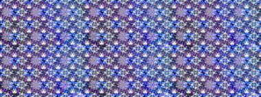 Patlayan çiçekler soyut olarak yerleştirilmiş. Raster deseni. Yumuşak, mavi renkte bahar çiçekleri. Raster illüstrasyonu.