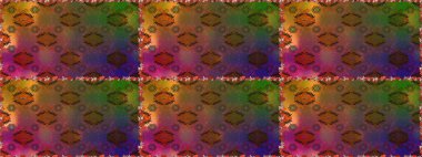 Çiçeklerle suluboya desenli çiçek deseni. Raster illüstrasyonu. Kahverengi ve yeşil renkli Asyalı tekstil.