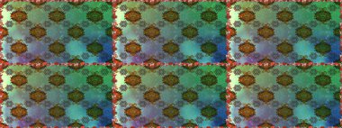 Çiçekli, pürüzsüz bir desen. Raster çiçekleri klasik tarzda çizilmiş. Yumuşak, bahar çiçekleri yeşil ve mavi renklerde. Raster illüstrasyonu.