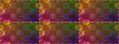 Çiçeklerle suluboya desenli çiçek deseni. Raster illüstrasyonu. Kahverengi ve yeşil renkli Asyalı tekstil.