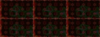 Raster illüstrasyonunda kusursuz çiçek deseni. Renkli Yaz Temalı Kusursuz Arkaplan. Siyah ve kahverengi renkte çiçekler. Düz Çiçek Elementleri Tasarımı.