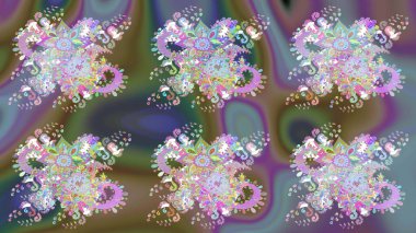 Renkli Bahar Teması eskiz kalıbı. Çiçek deseni. Raster illüstrasyonu. Düz Çiçek Elementleri Tasarımı. Chichi kumaş deseni çiz.