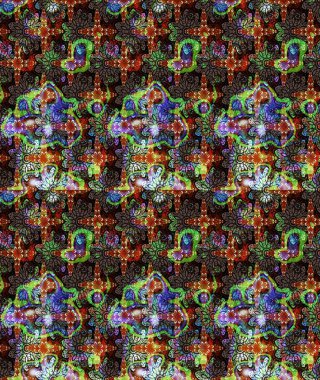 Çizgi çizimi kalıbı. Şirin çiçekler. Raster Moda kumaş deseni.