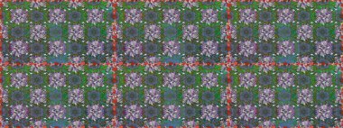 Sevimli çiçek raster deseni. Yeşil ve gri renkli çiçekler. Renkli Yaz Temalı Kusursuz Arkaplan. Düz Çiçek Elementleri Tasarımı.