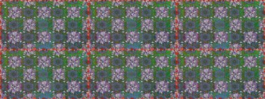 Sevimli çiçek raster deseni. Yeşil ve gri renkli çiçekler. Renkli Yaz Temalı Kusursuz Arkaplan. Düz Çiçek Elementleri Tasarımı.