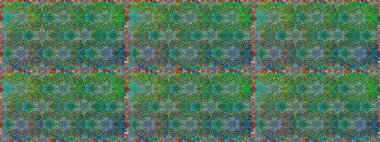 Raster hisseleri. Suluboya, elle çizilmiş. Çiçekler yeşil ve maviye. Kusursuz arkaplan deseni.