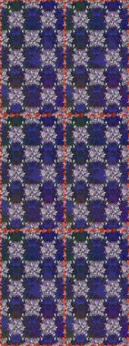 Raster illüstrasyonu. El çizimi çiçekli, soyut, pürüzsüz desen. Mor ve gri renkte çiçekler.